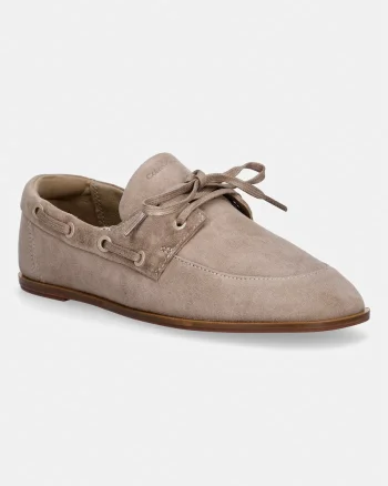 Calvin Klein mocasini pentru femei, din piele întoarsă ESS BOATSHOE SUEDE