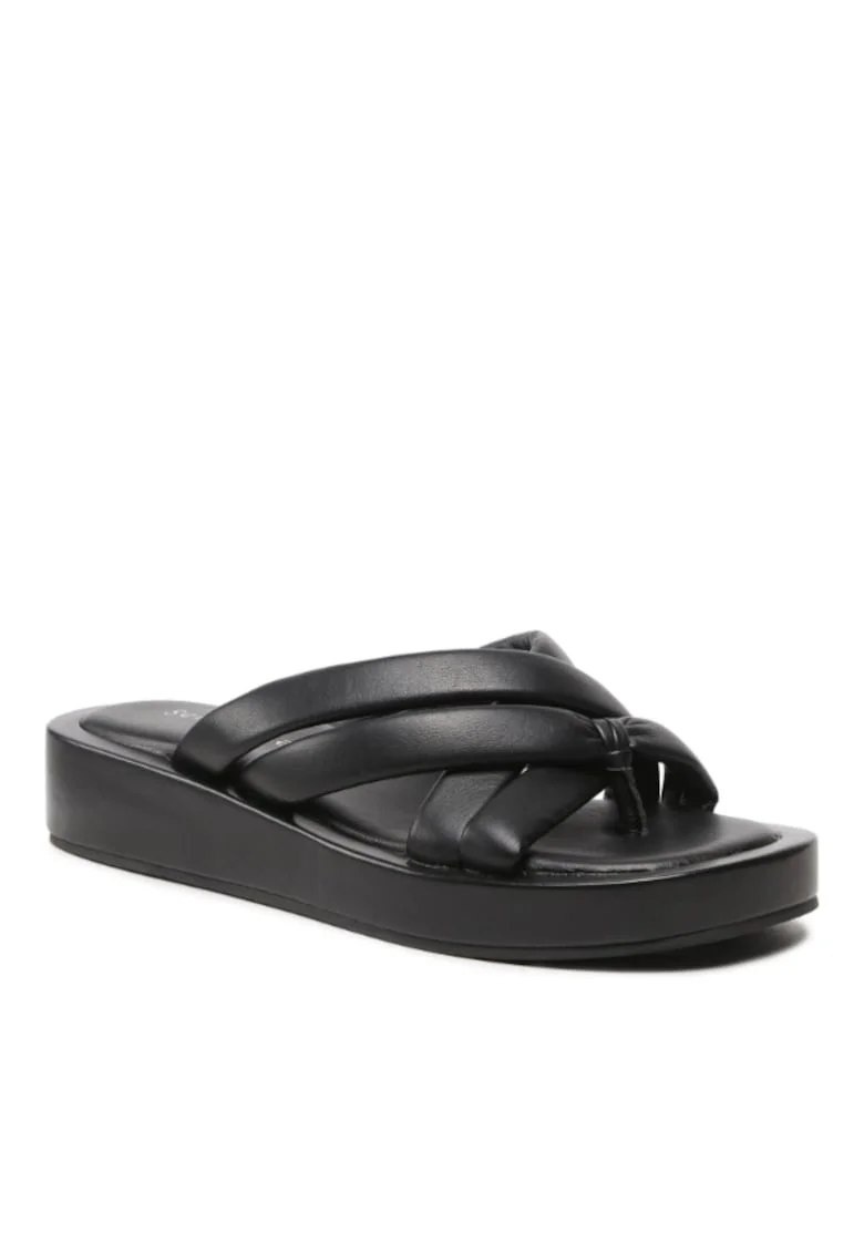 Papuci dama,  5904862742502, Piele naturala, Negru, Negru