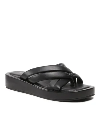 Papuci dama,  5904862742502, Piele naturala, Negru, Negru
