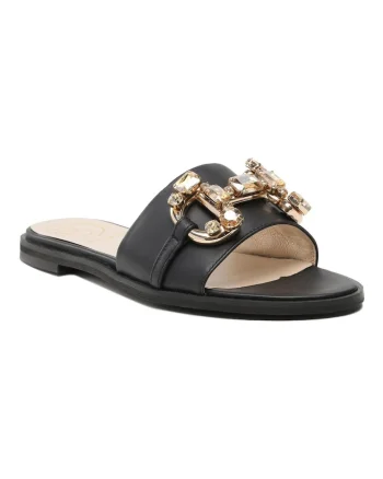 Papuci flip-flop dama,  Piele naturala, Negru