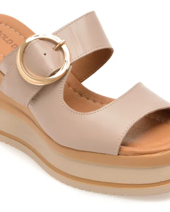 Papuci GOLD DEER gri, 22088, din piele naturala