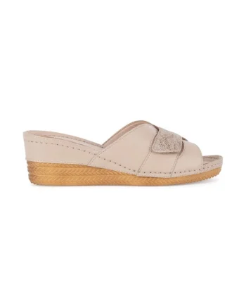 Slapi dama,  590559, Piele naturala, Bej, Bej
