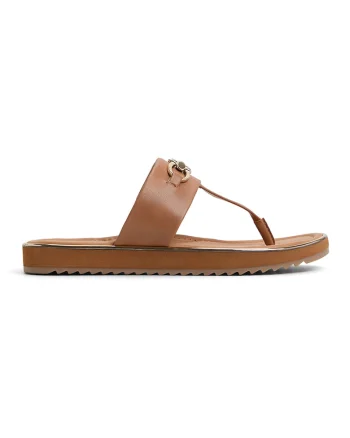 Papuci flip-flop de piele ecologica Lajolla, Maro