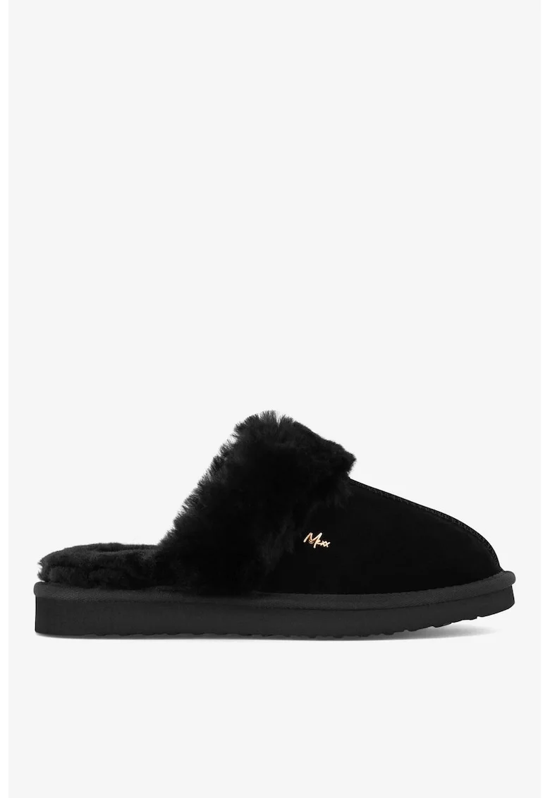 Papuci dama  5905588923886, Piele intoarsa, Negru, Negru