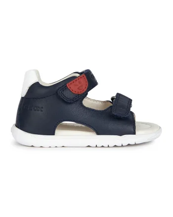 Sandale de piele si piele ecologica cu velcro, Bleumarin