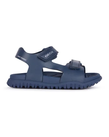 Sandale cu velcro si logo discret, Bleumarin