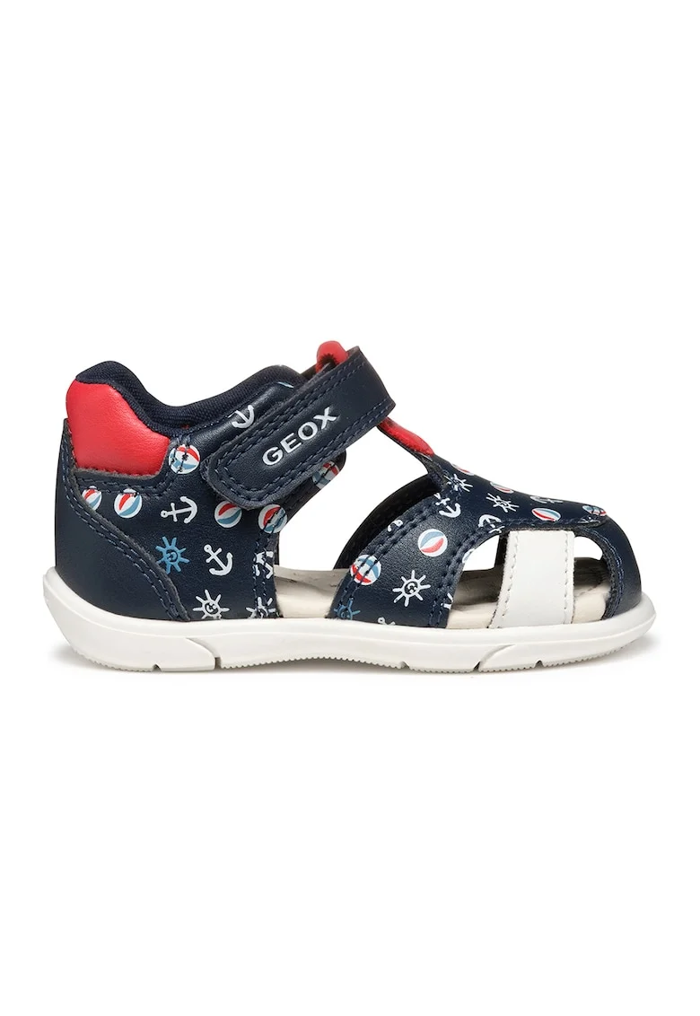 Sandale fisherman cu velcro cu imprimeu, Rosu/Bleumarin
