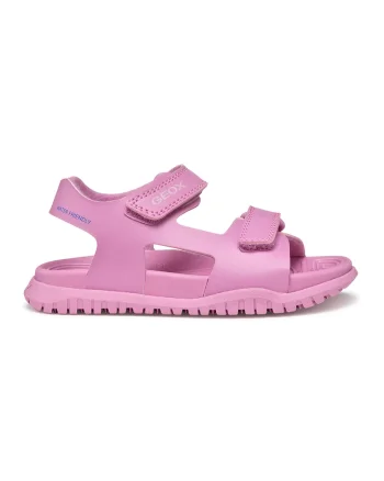 Sandale cu velcro si logo discret, Roz