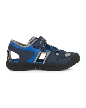 Sandale cu velcro si model colorblock Veniett, Gri deschis/Albastru