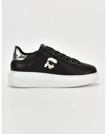 Pantofi sport de piele cu logo, Negru