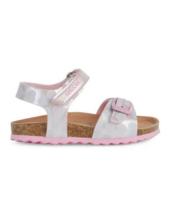 Sandale de piele ecologica cu unicorn, Roz prafuit/Albastru
