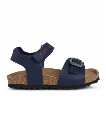 Sandale de piele ecologica cu segment cu catarama Chalki, Rosu inchis/Bleumarin