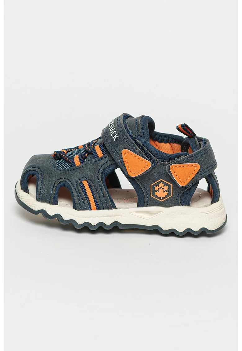 Sandale cu inchidere velcro Toby, Albastru inchis/Portocaliu mandarina/Alb murdar