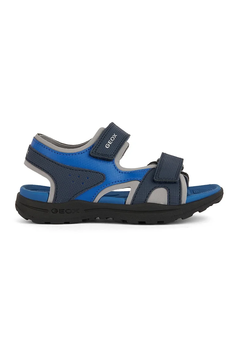 Sandale de piele ecologica si material textil Vaniett, Albastru royal/Bleumarin