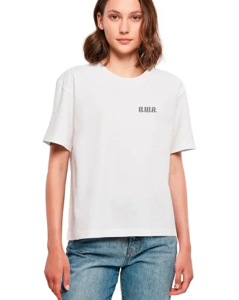 Tricou de bumbac cu imprimeu pe partea din spate, Alb/Negru/Portocaliu pal