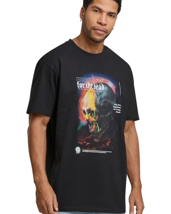 Tricou unisex cu imprimeu, Negru/Portocaliu/Alb murdar