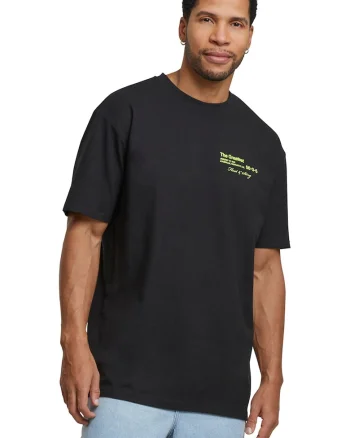 Tricou unisex cu imprimeu, Negru/Gri/Verde lime
