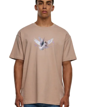 Tricou unisex cu imprimeu grafic, Maro nisip/Lila