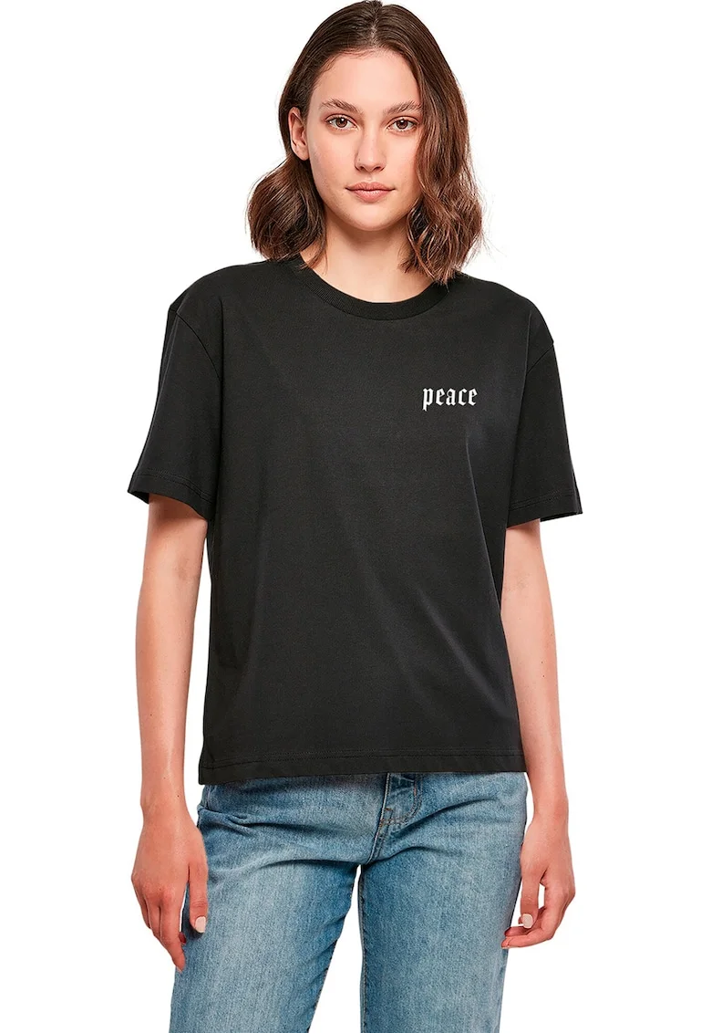 Tricou cu imprimeu foto pe partea din spate, Negru/Gri deschis