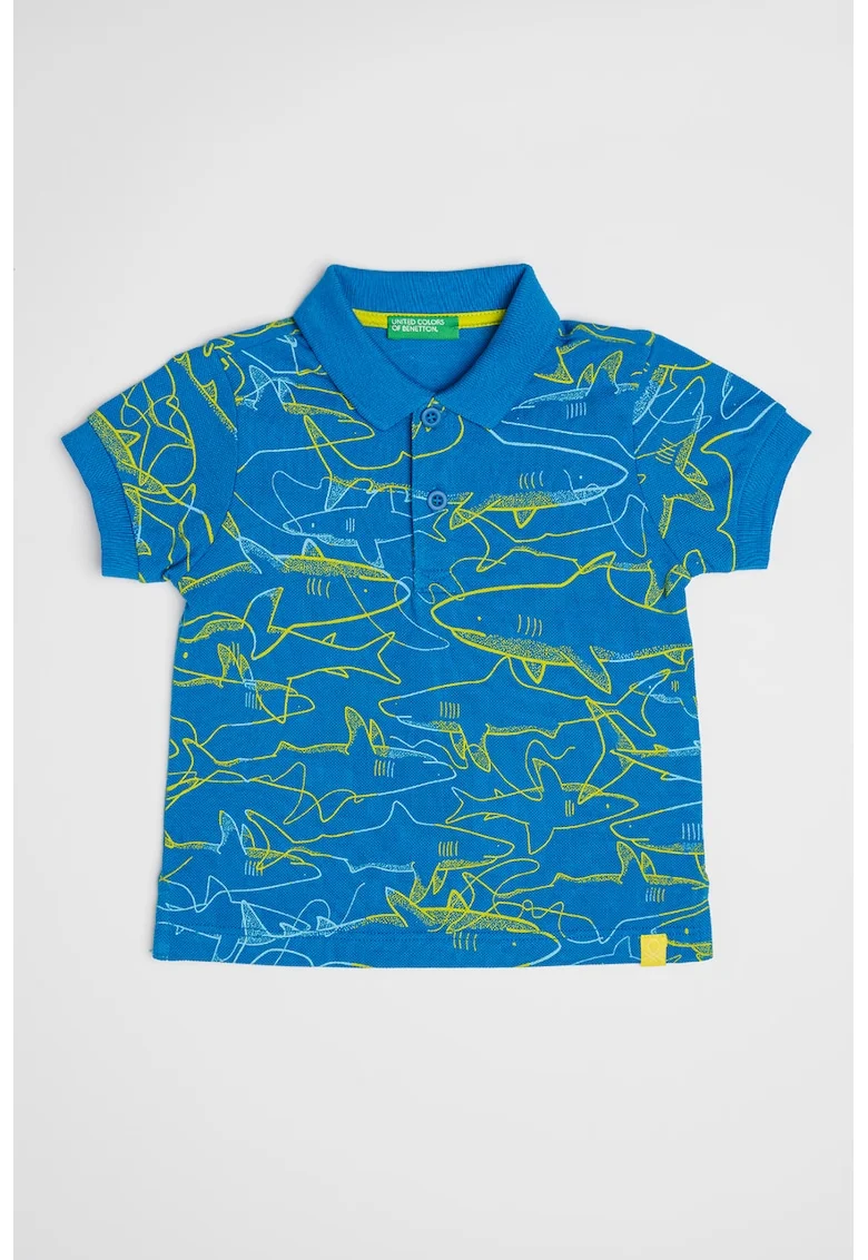 Tricou polo relaxed fit de bumbac, Albastru royal/Verde lime