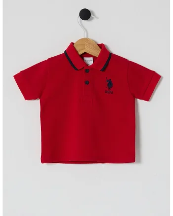 Tricou polo de bumbac, Negru/Rosu vermillion