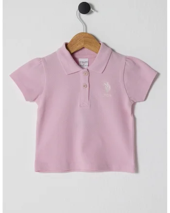 Tricou polo de bumbac pique, Roz prafuit
