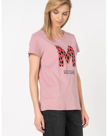 Tricou cu aplicatie logo din catifea Alina, Lila pal