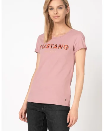 Tricou din bumbac cu imprimeu logo Alexia, Lila pal