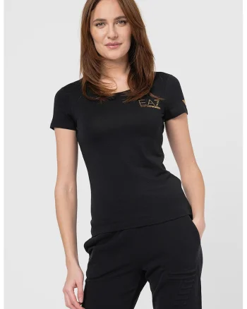 Tricou slim-fit din amestec de modal, Auriu/Negru
