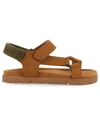 Sandale de piele nabuc cu velcro Depoe, Caramel