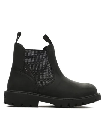 Ghete copii,  Piele naturala/Textil, Negru, Negru