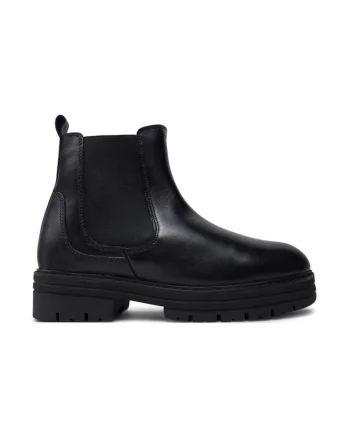 Botine dama,  44463, Piele naturala, Negru