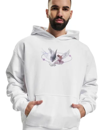 Hanorac unisex cu imprimeu grafic, Alb/Violet