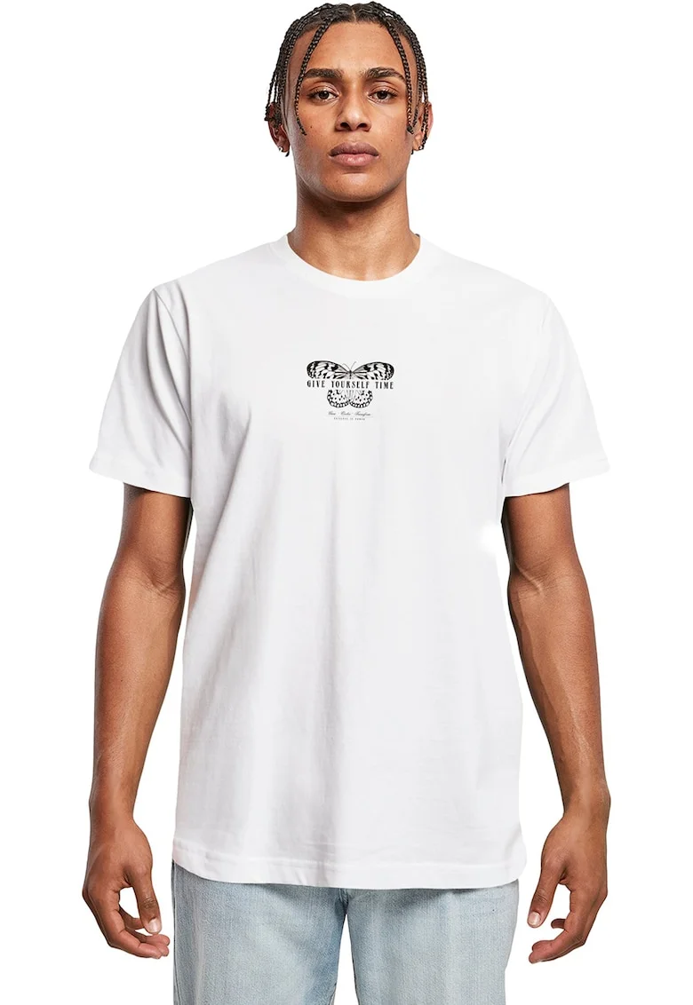 Tricou din bumbac cu imprimeu grafic, Alb/Roz/Albastru