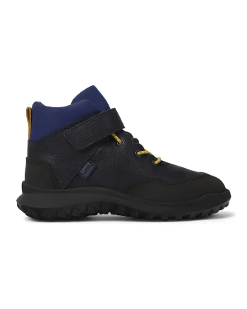 Ghete cu piele cu velcro, Galben/Bleumarin