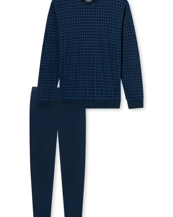 Pijama cu pantaloni lungi si imprimeu, Albastru inchis