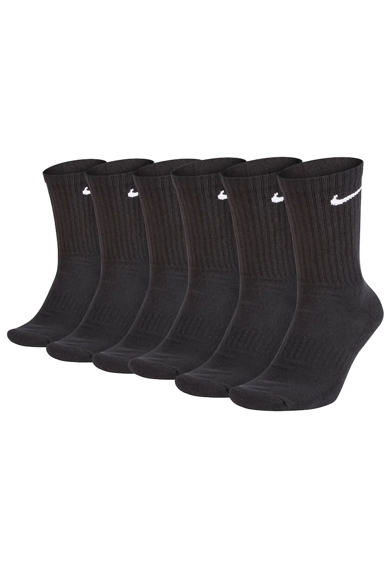 Set de sosete lungi unisex cu model monograma - 6 perechi, Negru