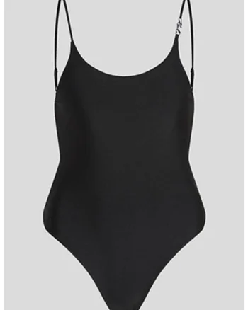 Costum de baie intreg cu model uni, Negru