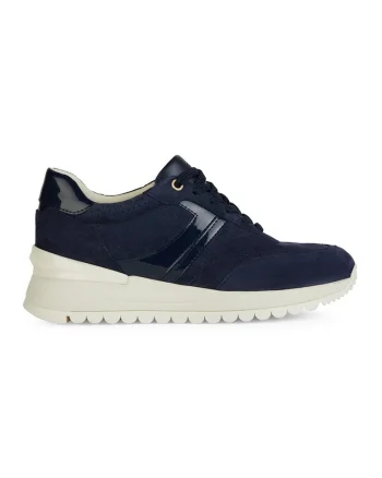 Pantofi sport din piele intoarsa cu garnituri sintetice, Bleumarin
