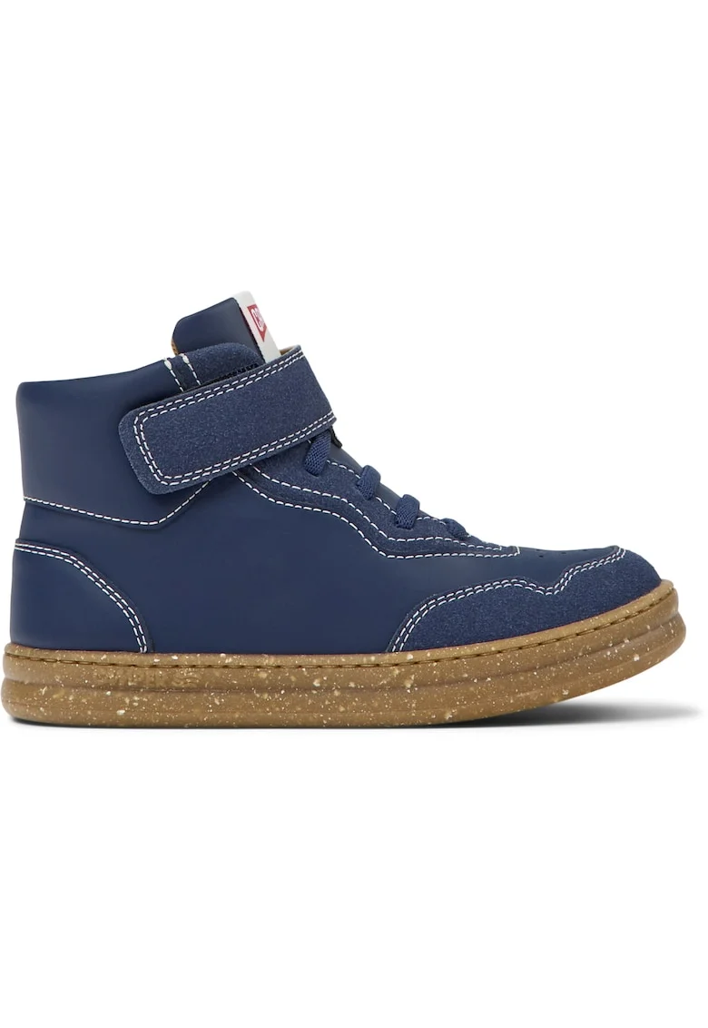 Pantofi sport high-top de piele si piele intoarsa Runner Four 8459, Albastru inchis