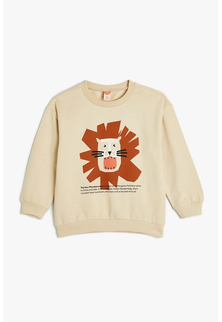 Bluza de trening cu imprimeu grafic, Bej