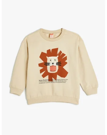 Bluza de trening cu imprimeu grafic, Bej