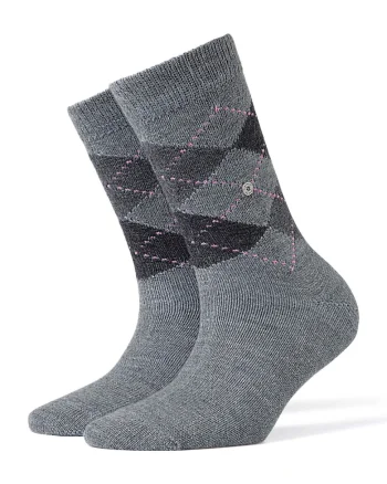 Sosete lungi cu model argyle Whitby, Gri deschis
