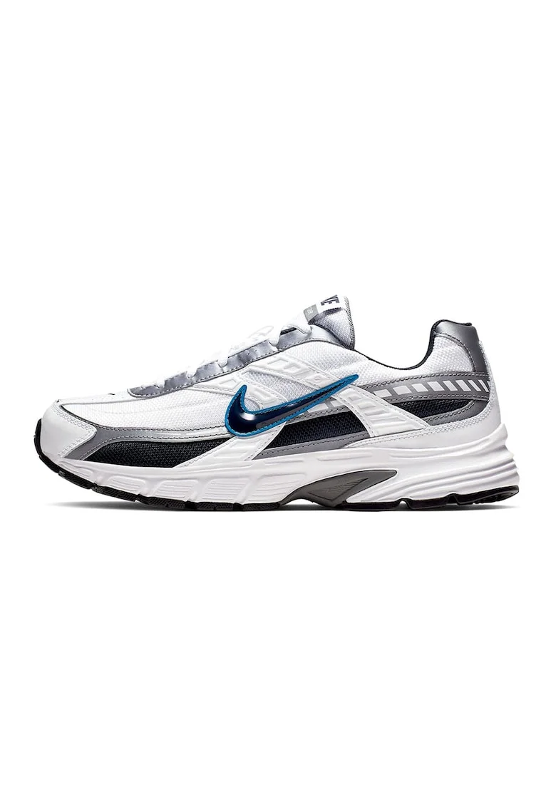 Pantofi sport cu insertii textile Initiator, Alb/Negru/Argintiu