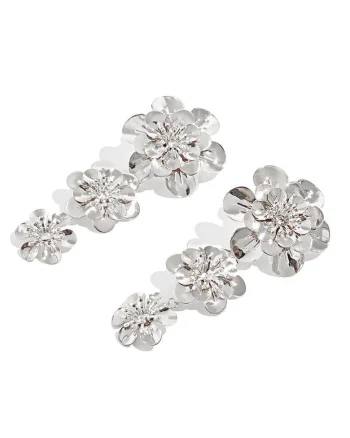 Cercei drop in forma de floare, Argintiu