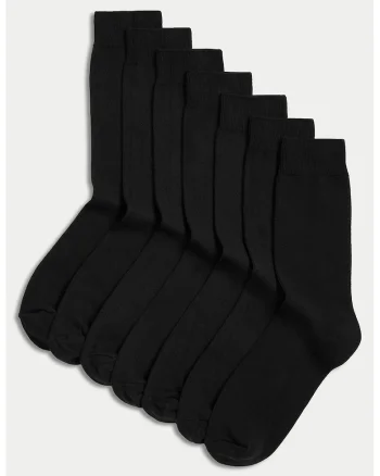 Set de sosete lungi uni - 7 perechi, Negru