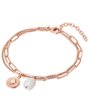 Bratara stratificata placata cu aur de 14K, Auriu rose