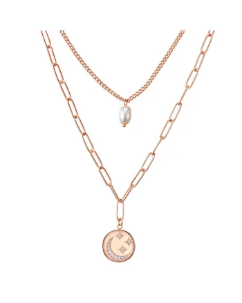 Colier stratificat, placat cu aur de 14K, Auriu rose