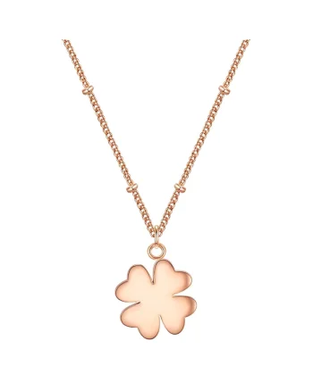 Colier placat cu aur de 18K, cu pandantiv trifoi, Auriu rose