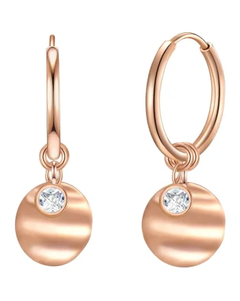 Cercei din otel inoxidabil cu zirconia 19537, Auriu rose